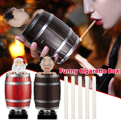 Portable Cigarette Case Creative Wooden Barrel Uncle Santa Claus Funny Cigarette Dispenser Prank Holder Box Storage Container